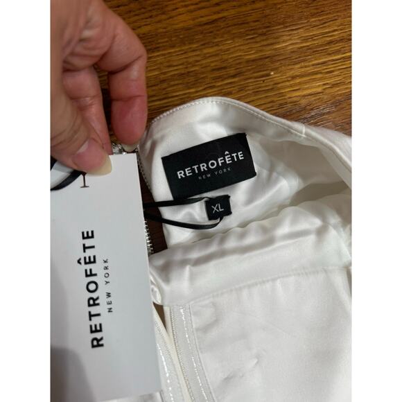 Retrofête White Halter bodycon Midi wedding  Party Cheryl Dress size  XL NWT - Picture 4 of 11